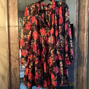 Floral/Gold ruffle dress